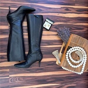 Nike Black Leather Knee-High Boots